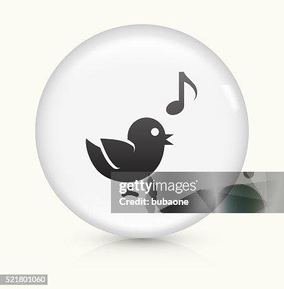 Bird Singing icon on white round vector button Bird Singing icon on white round vector button