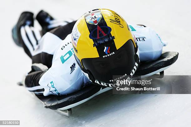 Ekaterina Mironova of Russia during the Womens World Cup Skeleton at Cesana Pariol on January 20, 2005 in Cesana, Italy.