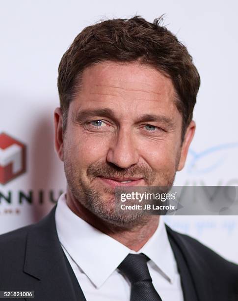 Actor Gerard Butler attends A Gala to honor Avi Lerner and Millennium Films at The Beverly Hills Hotel on April 16, 2016 in Beverly Hills, California.