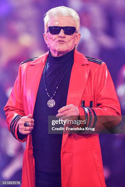 Heino performs at the 'Das grosse Schlagerfest - Die ueberraschende Show der Besten mit Florian Silbereisen' on April 16, 2016 in Halle, Germany.