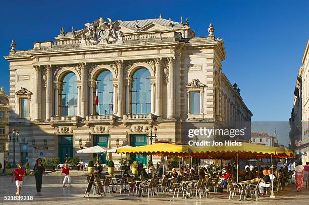 opera-comedie in place de la comedie - cafe de la opera stock pictures, royalty-free photos & images