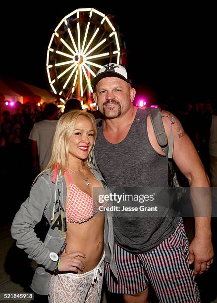 Heidi Northcott and retired MMA fighter Chuck Liddell attend the Levi's Brand and RE/DONE Levi's presents NEON CARNIVAL with Tequila Don Julio on...