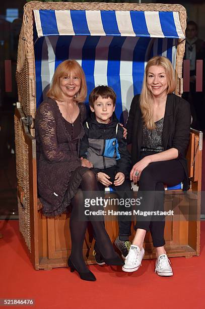 Actress Ursela Moon, Juri Winkler and Genija Rykova during the premiere for the film 'Rico, Oskar und der Diebstahlstein' at Mathaeser Filmpalast on...