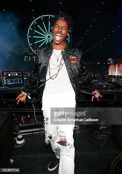 Ruckus poses for portait on stage at the Levi's Brand and RE/DONE Levi's presents NEON CARNIVAL with Tequila Don Julio on April 16, 2016 in Thermal,...