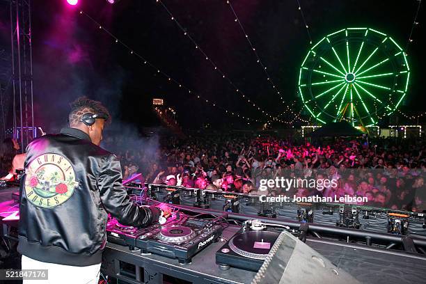 Ruckus performs on stage at the Levi's Brand and RE/DONE Levi's presents NEON CARNIVAL with Tequila Don Julio on April 16, 2016 in Thermal,...