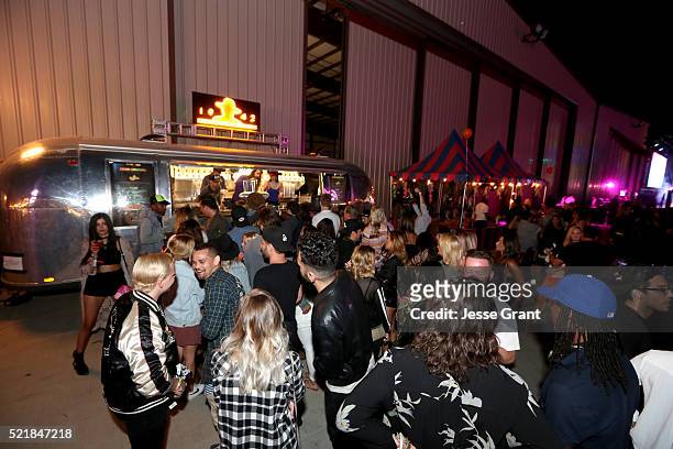 General view of the atmosphere at the Levi's Brand and RE/DONE Levi's presents NEON CARNIVAL with Tequila Don Julio on April 16, 2016 in Thermal,...