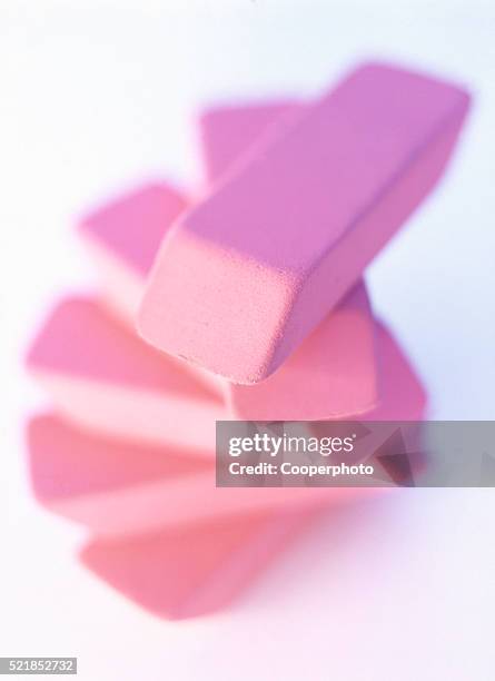 pink erasers - pink eraser stock pictures, royalty-free photos & images