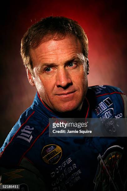 Rusty Wallace, driver of the Penske Racing Miller Lite Dodge, poses during Media Day for the NASCAR Nextel Cup Daytona 500 on February 10, 2005 at...