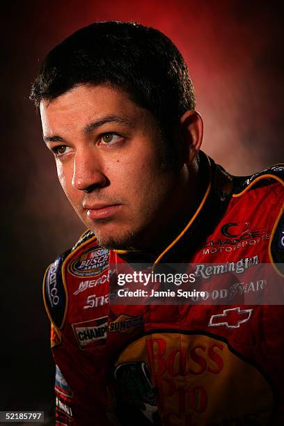 Busch Series Champion Martin Truex, Jr. Poses during Media Day for the NASCAR Nextel Cup Daytona 500 on February 10, 2005 at the Daytona...