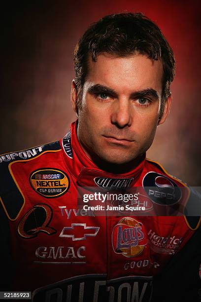 Jeff Gordon, driver of the Hendrick Motorsports Chevrolet, poses during Media Day for the NASCAR Nextel Cup Daytona 500 on February 10, 2005 at the...