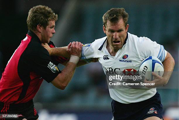 Shaun Berne of the Waratahs in action during the Super 12 trial match between the NSW Waratahs and the Crusaders at Aussie Stadium February 12, 2005...