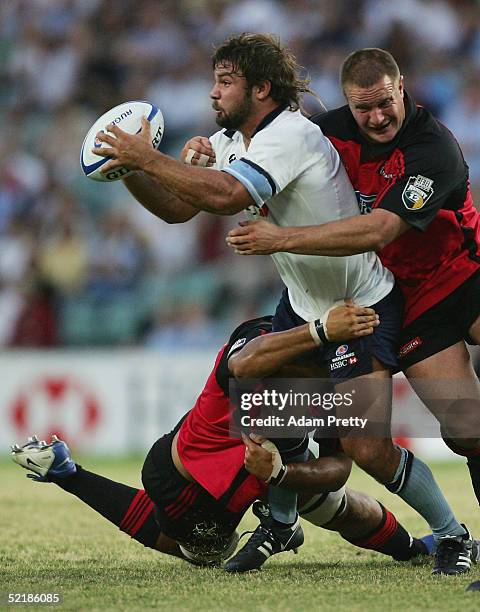 Adam Freier of the Waratahs in action during the Super 12 trial match between the NSW Waratahs and the Crusaders at the Aussie Stadium February 12,...