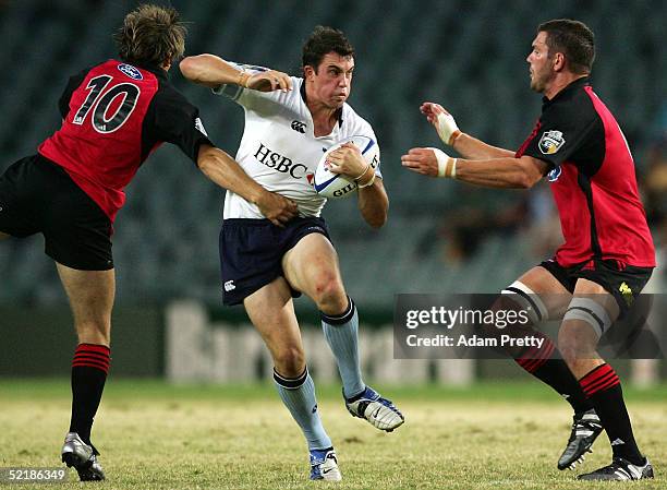 Lachlan Mackay of the Waratahs in action during the Super 12 trial match between the NSW Waratahs and the Crusaders at the Aussie Stadium February...