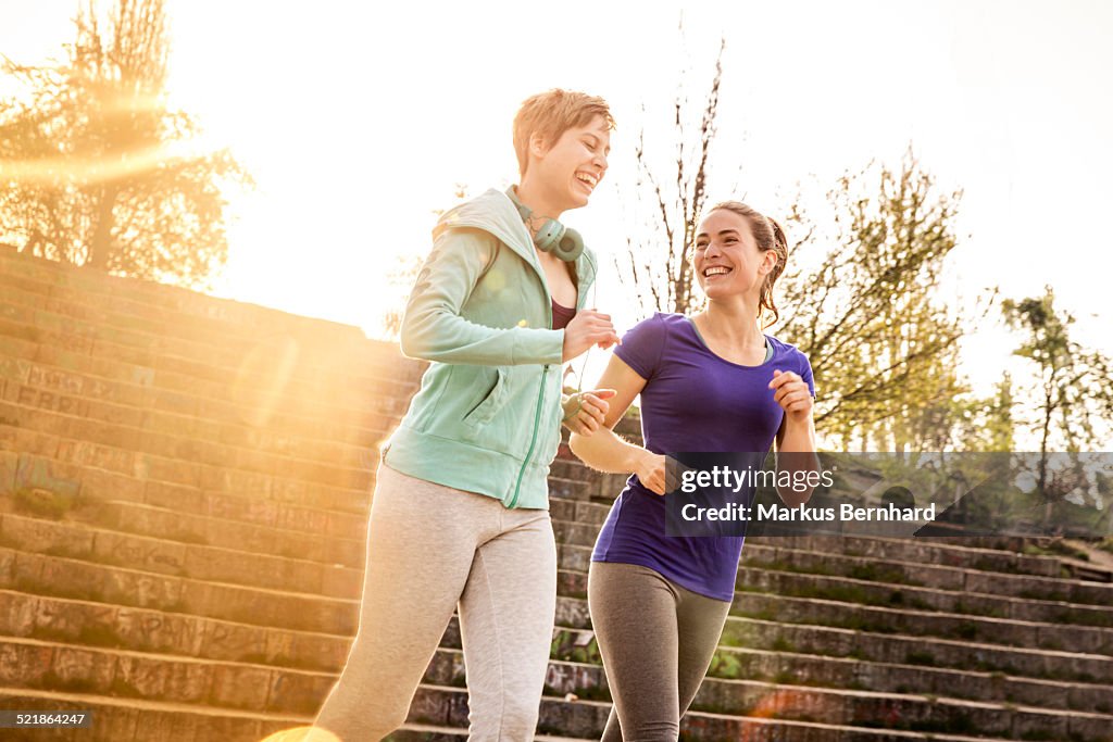 Friends jogging in the morning