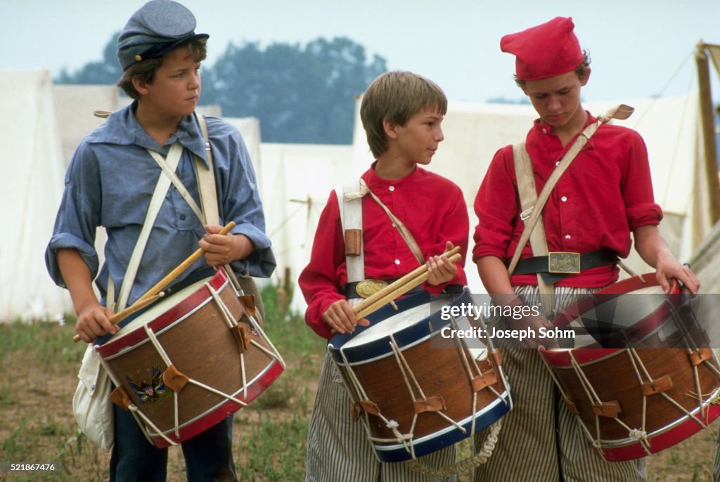 Drummer Boys at Civil War Reenactment