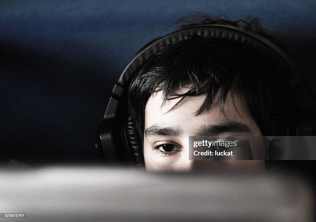 Boy and headphones