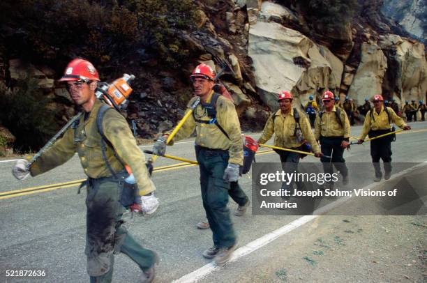 forest firemen in california - us forest service road stock pictures, royalty-free photos & images