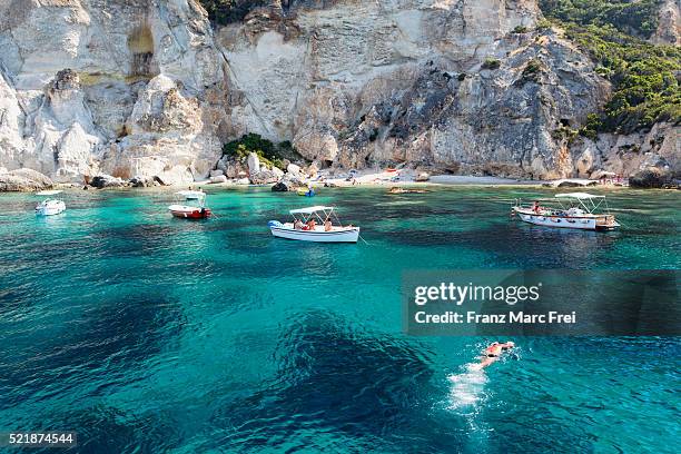 cala felci beach on ponza - mediterranean sea stock pictures, royalty-free photos & images