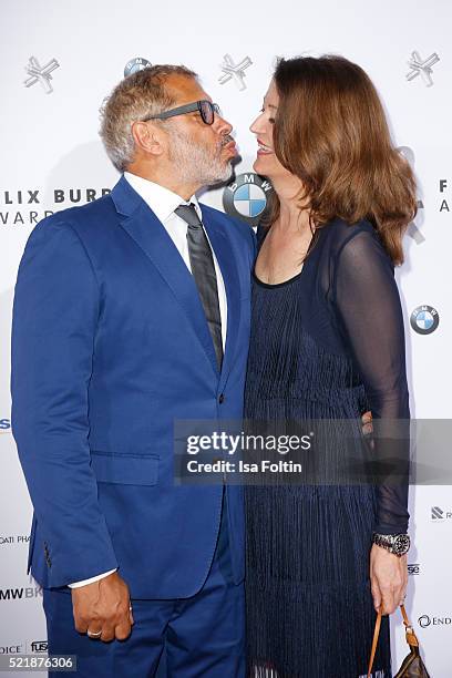 Jimmy Hartwig and his wife Stefanie Almer attend the Felix Burda Award 2016 on April 17, 2016 in Munich, Germany.