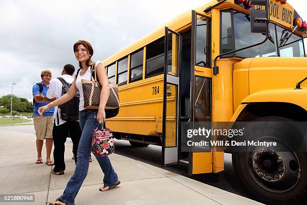Getting Off Teenager Getting Off Bus Photos and Premium High Res Pictures - Getty ...
