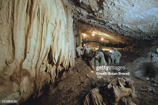 archaeologists unearthing hunter gatherer artifacts - archéologie photos et images de collection