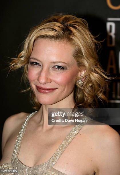 Actress Cate Blanchett arrives at The Orange British Academy Film Awards 2005 at the Odeon Leicester Square on February 12, 2005 in London.