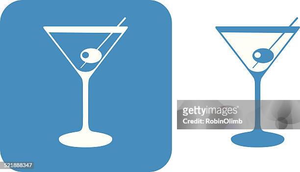 blue martini-icons - blue martini glasses stock-grafiken, -clipart, -cartoons und -symbole