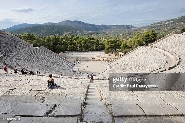 amphitheater at epidaurus - epidaurus stock-fotos und bilder