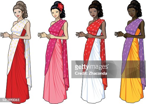Beautiful Woman In Indian Dress Sari High-Res Vector Graphic - Getty Images
