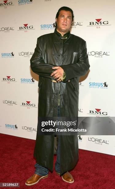 Actor Steven Seagal arrives at the Clive Davis Grammy Party at the Beverly Hills Hotel on February 12, 2005 in Beverly Hills, California.