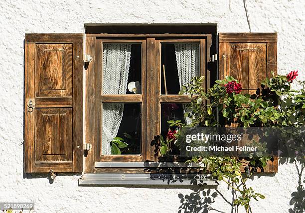 typical window near murnau . bavaria . germany - riegsee stock-fotos und bilder
