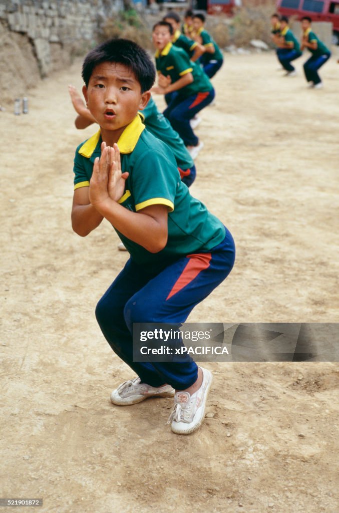 Chinese Students Practicing Shaolin Kung Fu