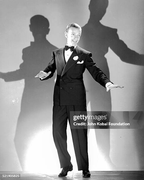Actor and dancer Fred Astaire for RKO Pictures, filming scenes for the movie 'Top Hat', 1935.