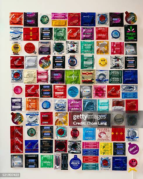 assortment of condoms - kondome stock-fotos und bilder