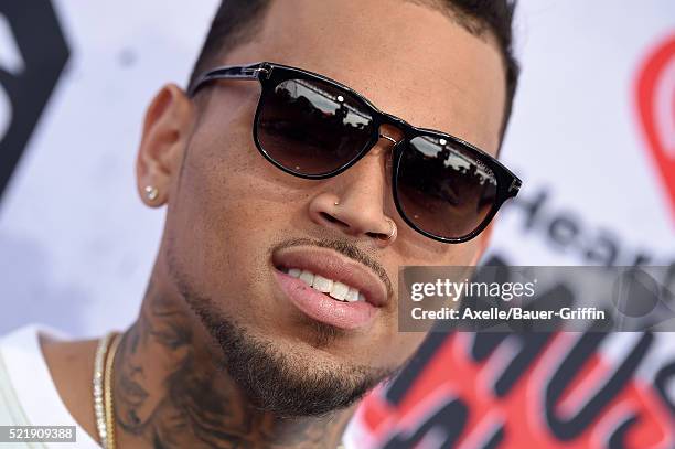 Recording artist Chris Brown arrives at iHeartRadio Music Awards on April 3, 2016 in Inglewood, California.