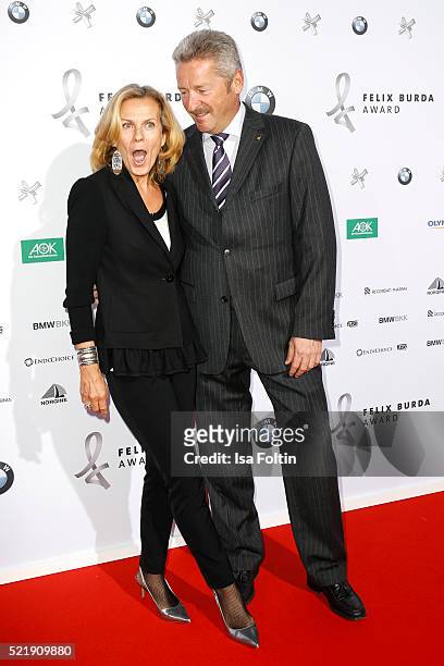 Andrea L ?Arronge and her husband Charly Reichenwallner attend the Felix Burda Award 2016 on April 17, 2016 in Munich, Germany.