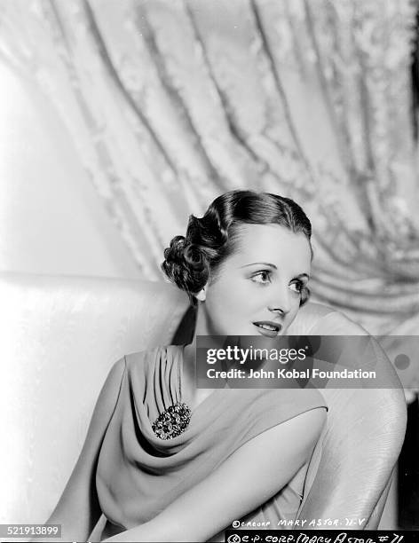 Actress Mary Astor , in a promotional shot for Columbia Pictures, 1938.