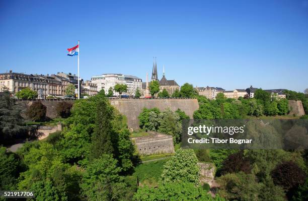 old city walls in luxembourg city - luxembourg stock pictures, royalty-free photos & images
