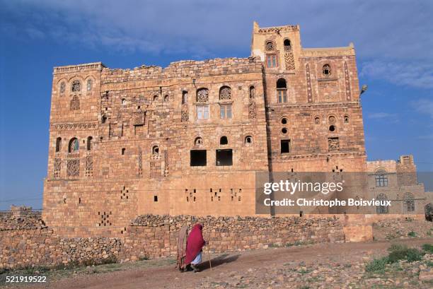 kawkaban in yemen - shibam stockfoto's en -beelden