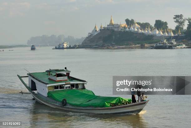 myanmar, inwa (ava) surroundings, cruising down the irrawaddy - ava stock pictures, royalty-free photos & images