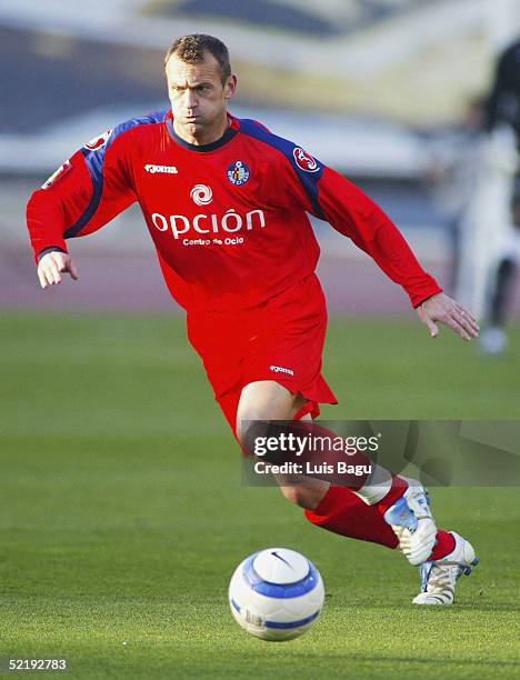 Gica Craioveanu of Getafe in action during the La Liga match between RCD Espanyol and Getafe at the Montjuic stadium on February 13, 2005 in...