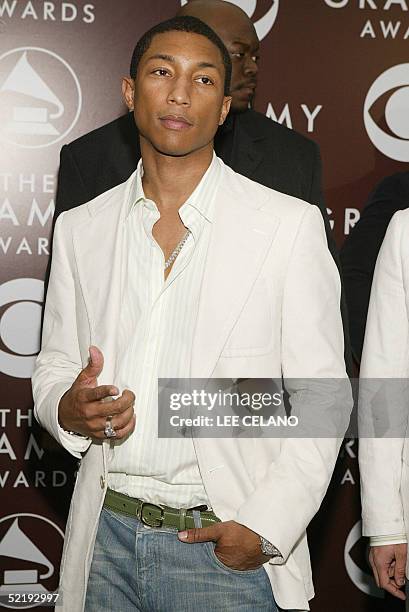 Singer Pharrell pose at the arrivals of the 47th Annual Grammy Awards in Los Angeles, CA 13 February 2005. AFP PHOTO / LEE CELANO