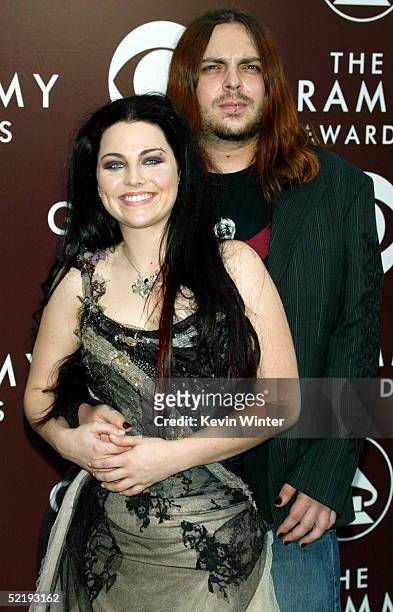 Singer Amy Lee of Evanescence and Shaun Morgan of Seether arrive to the 47th Annual Grammy Awards at the Staples Center on February 13, 2005 in Los...