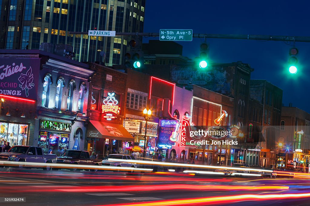 Nashville's Broadway at night