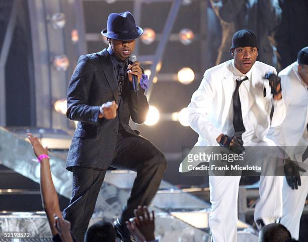 Singer Usher performs "Caught Up" and "Sex Machine" on stage during the 47th Annual Grammy Awards at Staples Center February 13, 2005 in Los Angeles,...