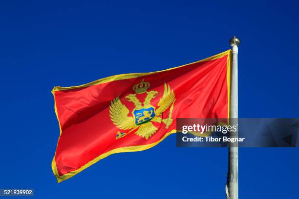 montenegro, national flag - montenegro imagens e fotografias de stock