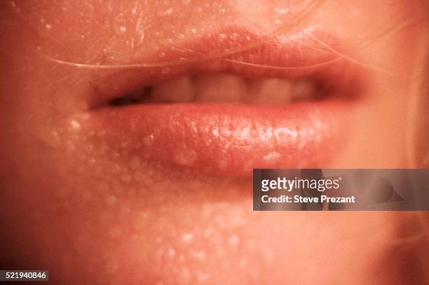 sweaty lips - damp lips stock pictures, royalty-free photos & images