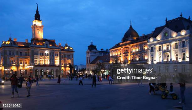 novi sad, town hall, main square - novi sad stockfoto's en -beelden