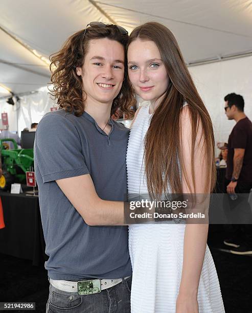Actor Kyle Allen and actress Amy Forsyth attend the John Varvatos 13th Annual Stuart House benefit presented by Chrysler with Kids' Tent by Hasbro...