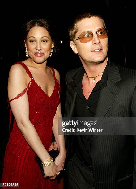 Musician Rob Thomas and his wife Marisol arrive to the Warner Music Group Post-Grammy Party at the Pacific Design Center on February 13, 2005 in West...
